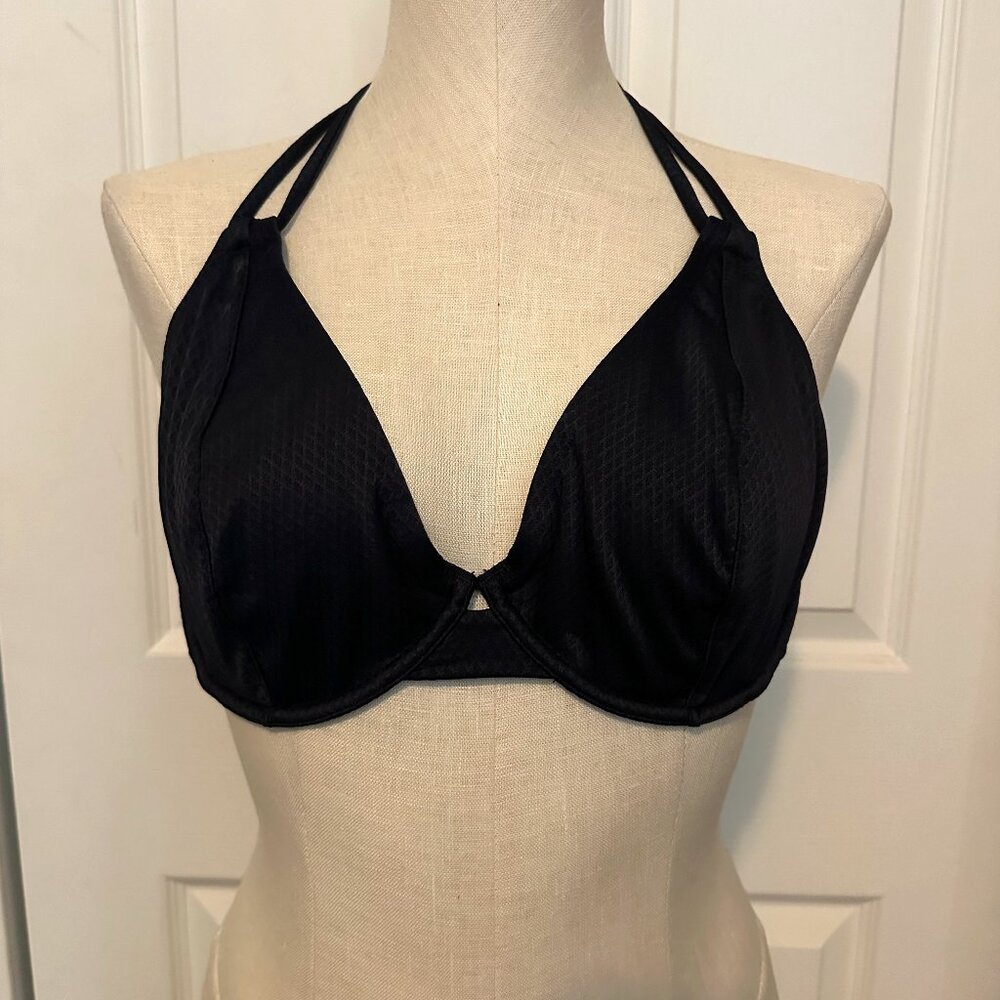 Miss Mandalay Christina Bikini Top Black UK 34F / US 34G NWOT